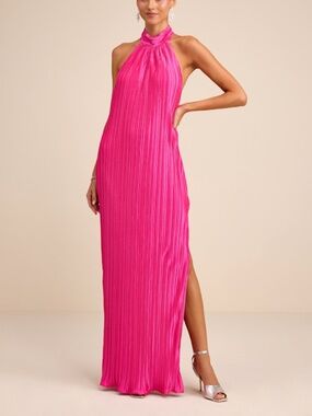 blissful blossoms blush pink sequin backless maxi dress Sequin Backless Split Maxi Dress Strawberry / L